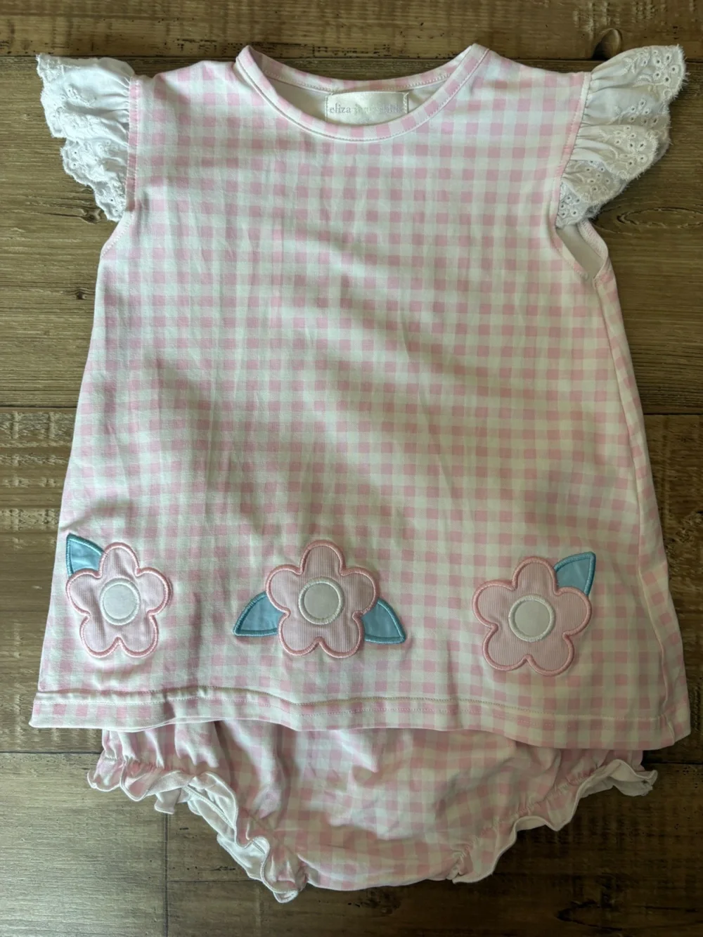 Eliza James Kids 3T Pink Gingham Flower Tunic & Bloomers Set Boutique